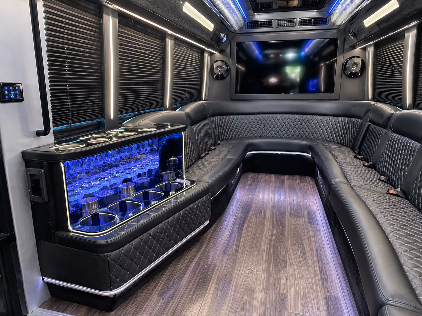 sunrise night town party bus rental